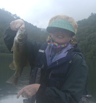 Paula Begley caught this smallmouth on an overcast rainy day.
